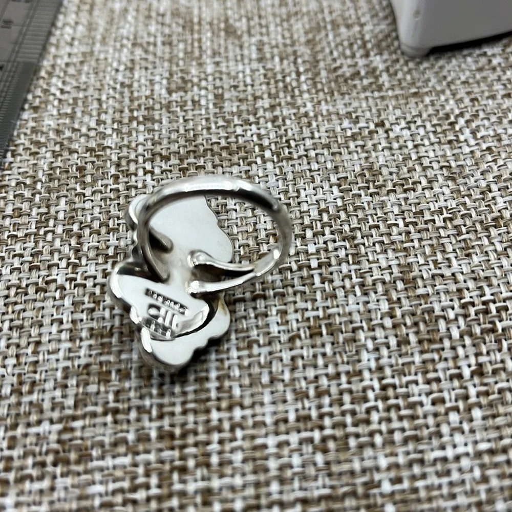 💍 Vintage CII Mexico Sterling Silver Blue Lace Agate Ring - Size 7, 10.5g - Picture 13 of 15